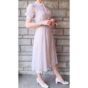 Vintage Floral and Lace Cottegecore Lawn Dress